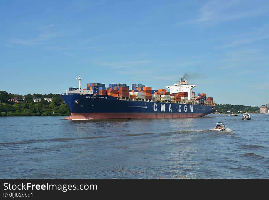 Container Ship, Water Transportation, Waterway, Ship