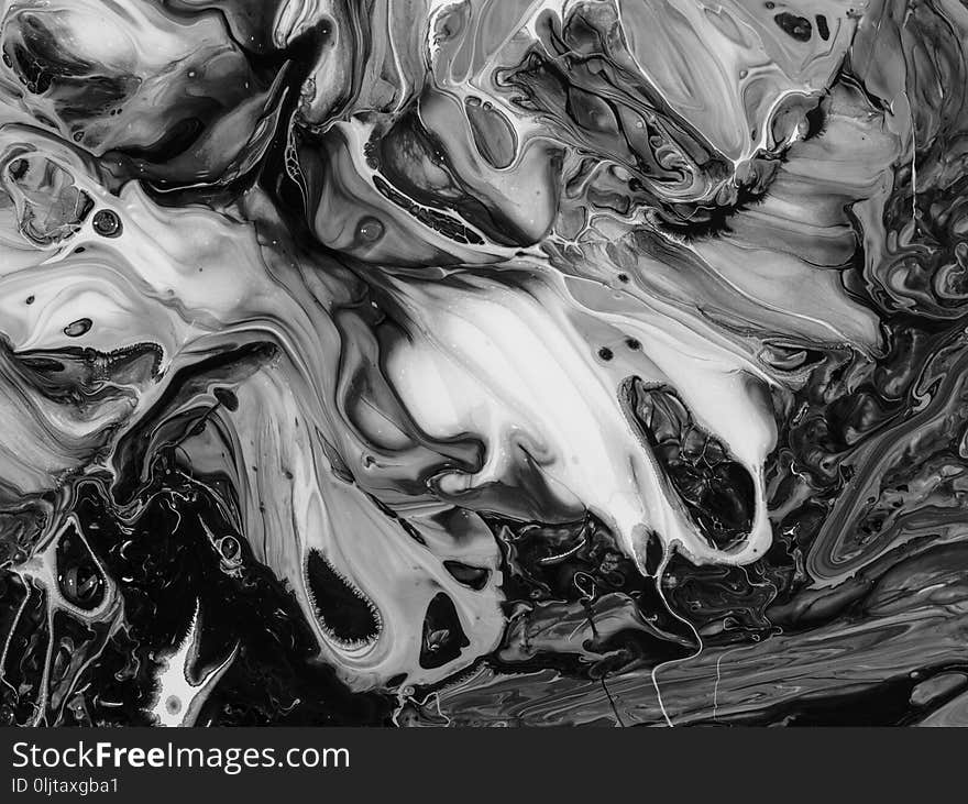 Black and white abstract painted background, wallpaper, texture. Modern art.