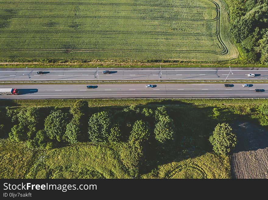 Aerial view of highway in Kaunas county, Lithuania