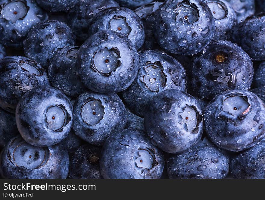 Fresh ripe blueberries with drops of dew. Berry background. Macro photo.