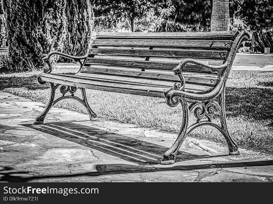 Furniture, Black And White, Bench, Monochrome Photography