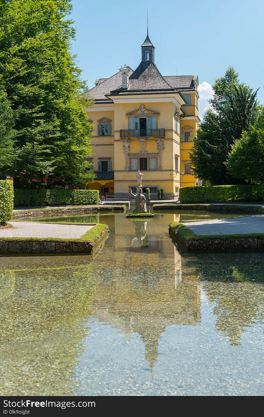 Reflection, Water, Estate, Château