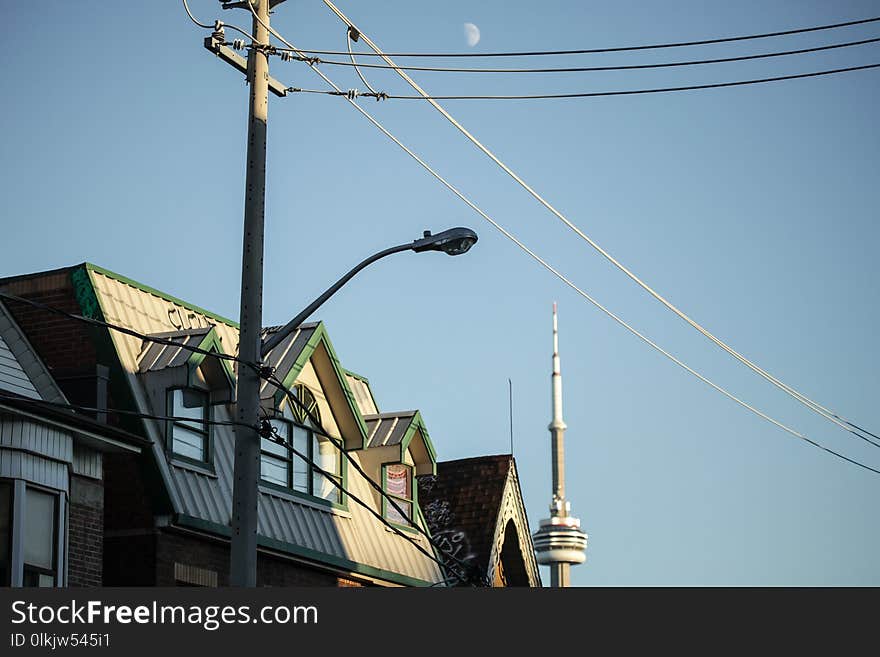 Sky, Overhead Power Line, Electricity, Residential Area