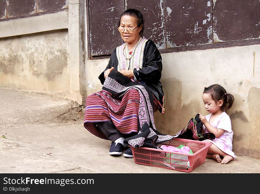 Sitting, Child, Girl, Temple