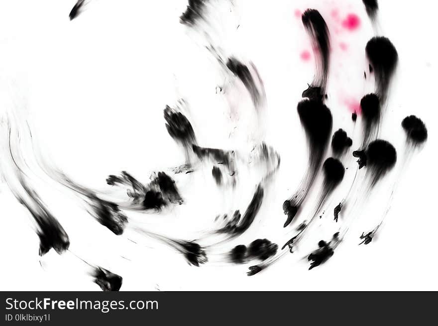 Abstract Ink Background. Moving Liquid Paint In Water. Black Dot