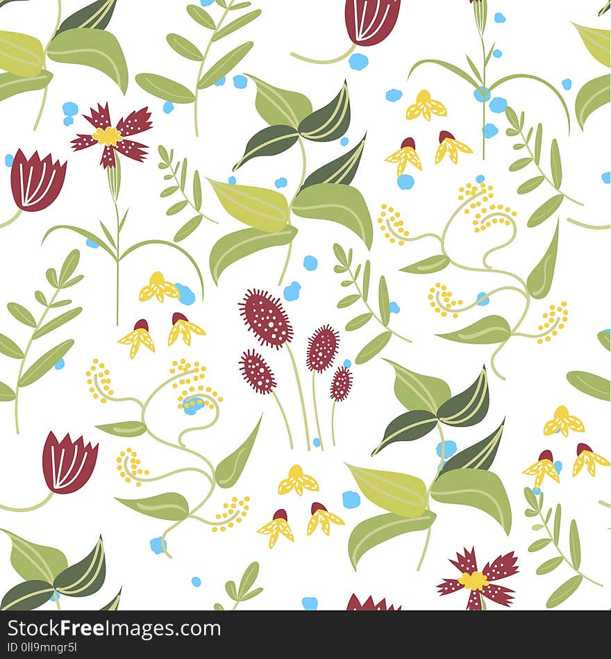 Botanical floral seamless pattern. vector flower print.