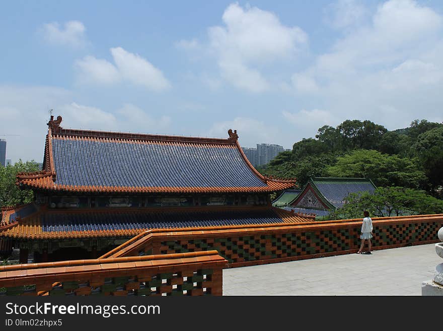 Chinese Architecture, Roof, Sky, Japanese Architecture