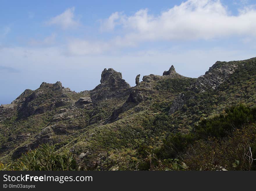 Mountainous Landforms, Mountain, Vegetation, Sky