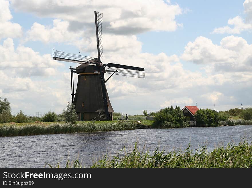 Windmill, Waterway, Mill, Sky