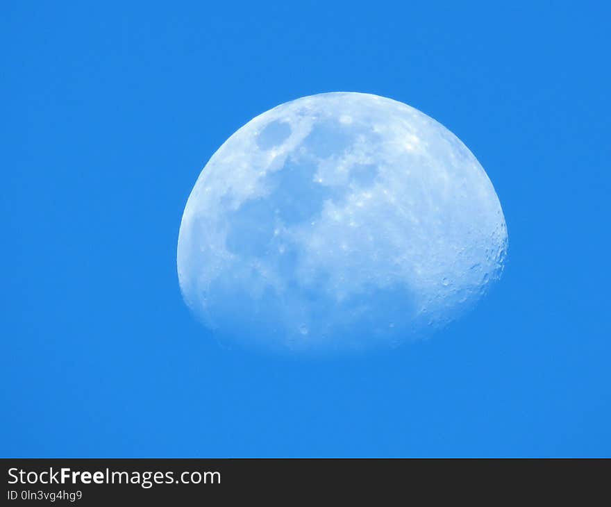 Daytime, Blue, Sky, Moon