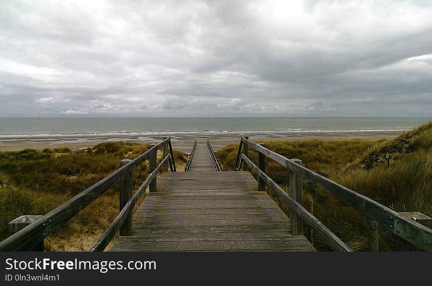 Boardwalk, Coast, Sky, Horizon