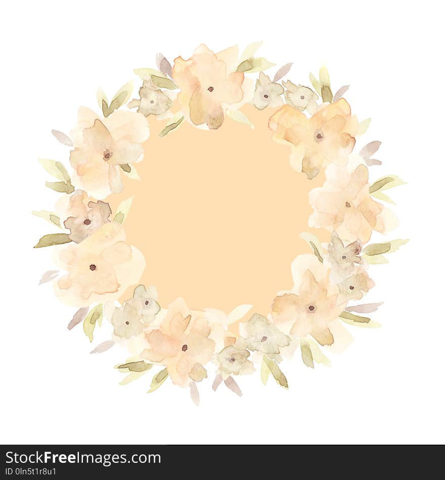 Watercolor flower wreath.