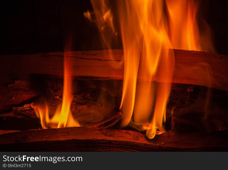fire burning fire. Fire burning in the night. crest of flame on burning wood.blaze fire flame texture background