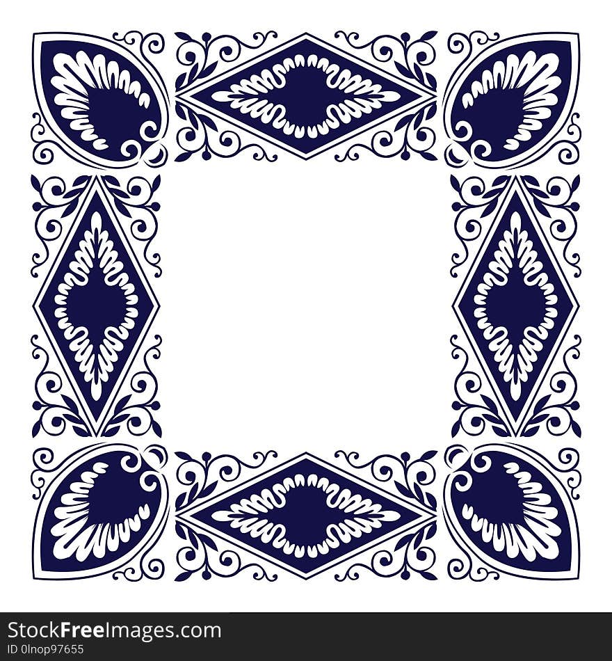 Ancient style square border, antique frame shape