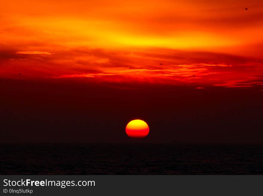 Afterglow, Horizon, Red Sky At Morning, Sky