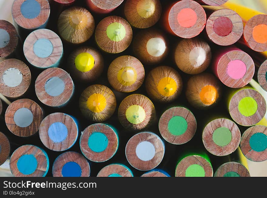 Colorful mosaic with wooden pencils.