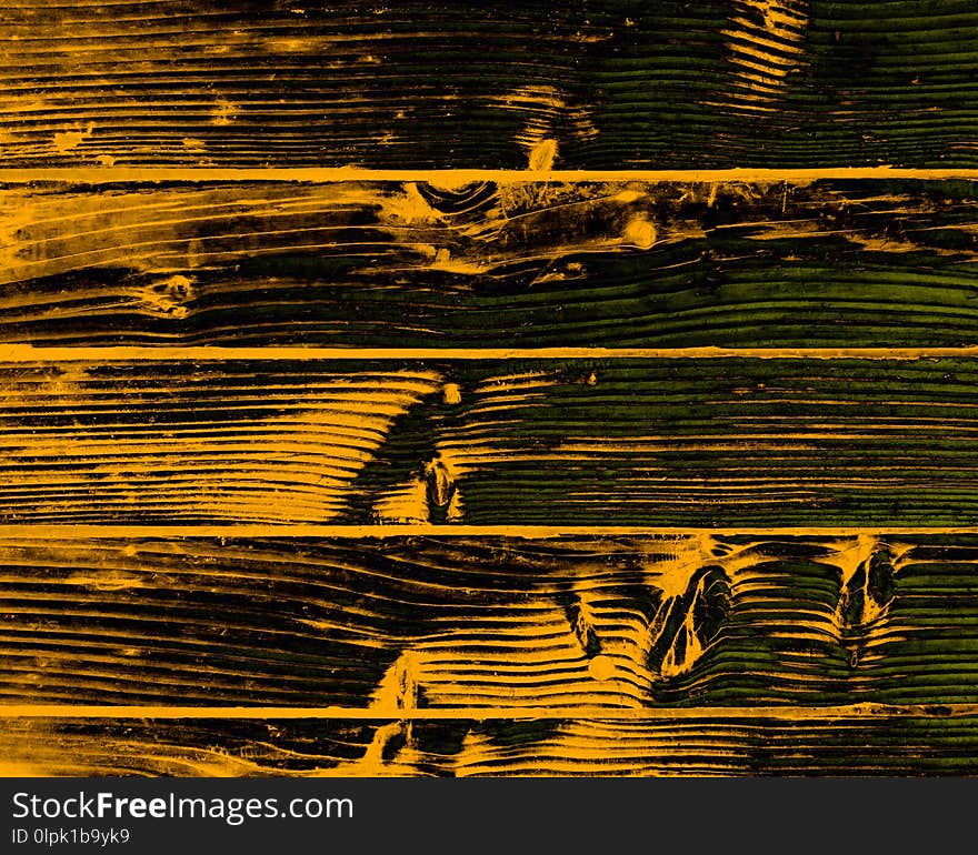 Abstract background. Wooden structure of pine planks in yellow burnt color.