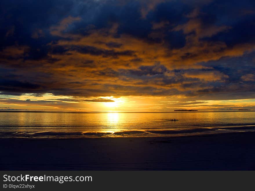 Horizon, Sky, Afterglow, Sunset