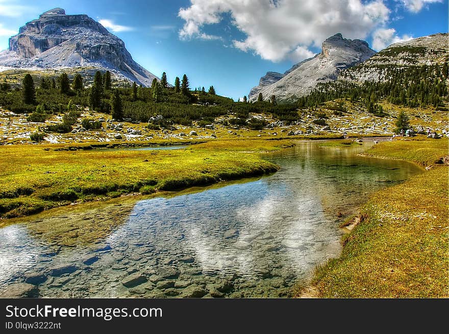 Reflection, Nature, Mountainous Landforms, Mountain