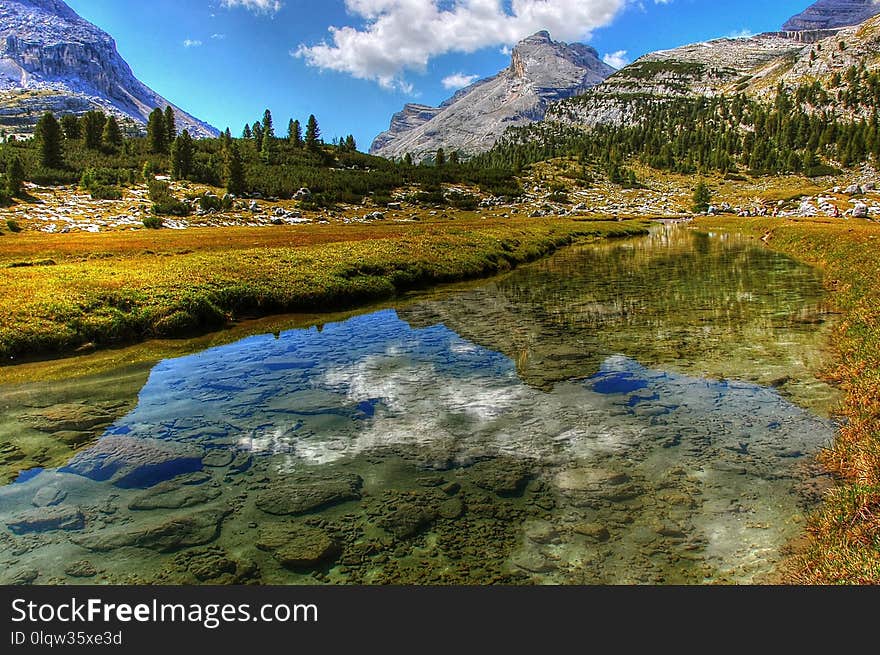 Reflection, Nature, Mountainous Landforms, Mountain