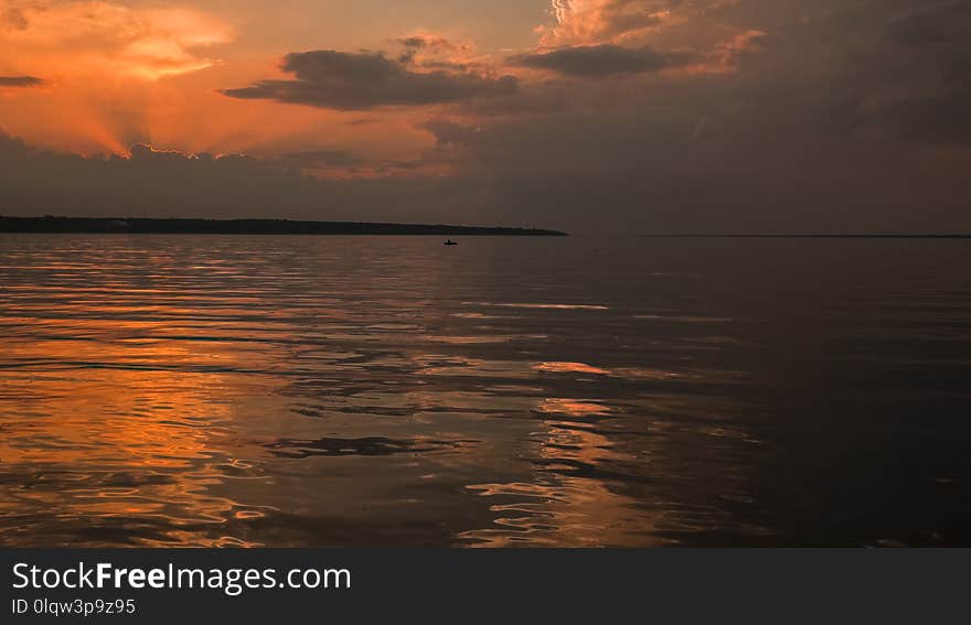 Horizon, Sky, Sunset, Calm