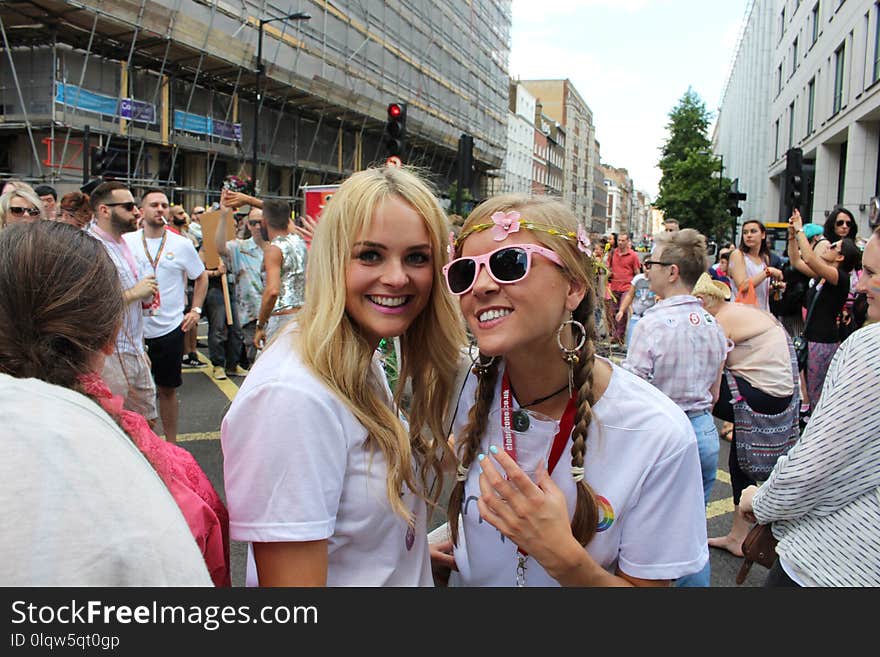 Crowd, Street, Glasses, Sunglasses