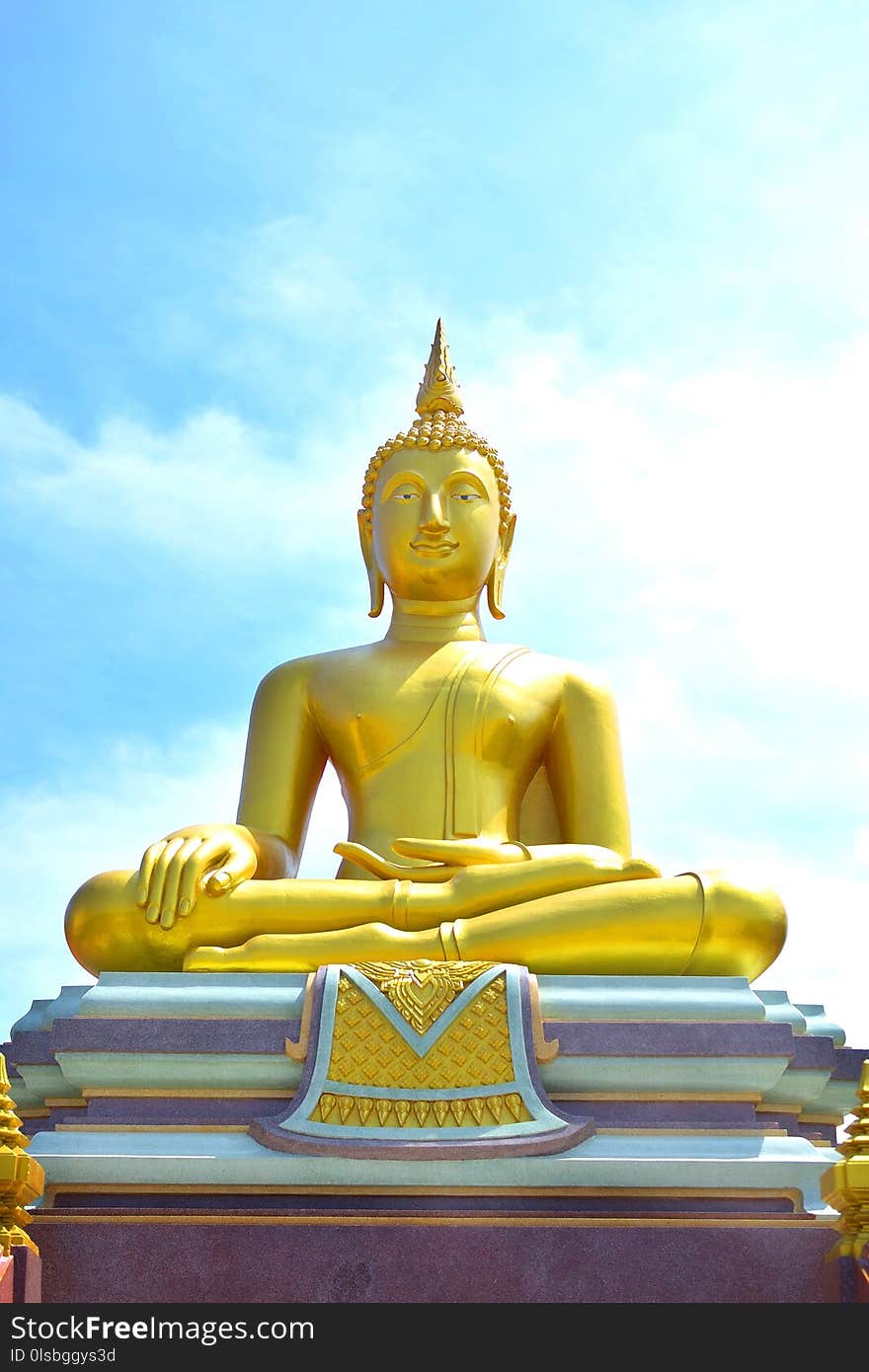 Yellow, Statue, Sky, Meditation