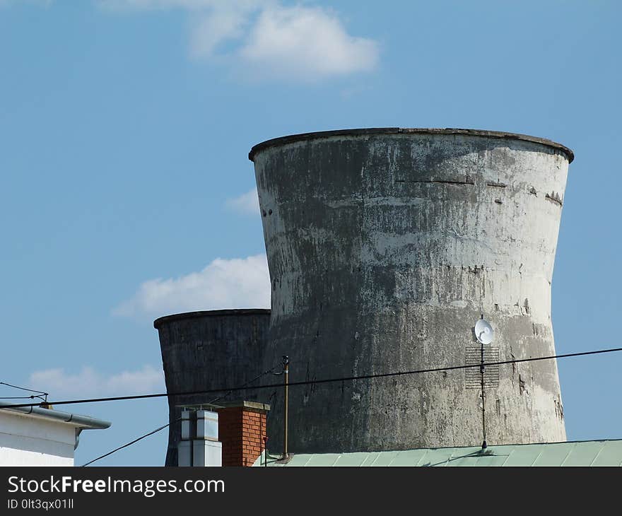 Old Concrete Stacks under blie sky