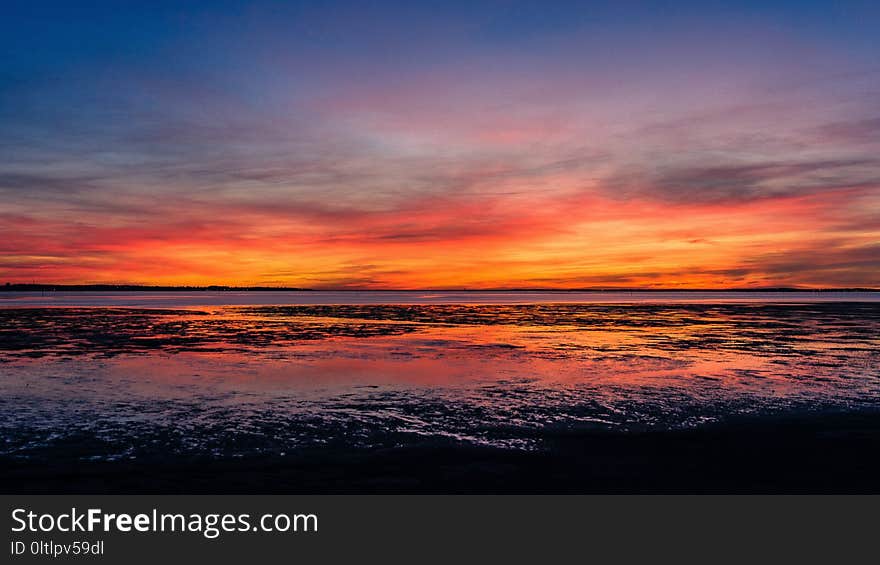 Horizon, Afterglow, Sky, Red Sky At Morning