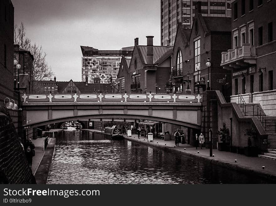 Waterway, Water, Black And White, Reflection