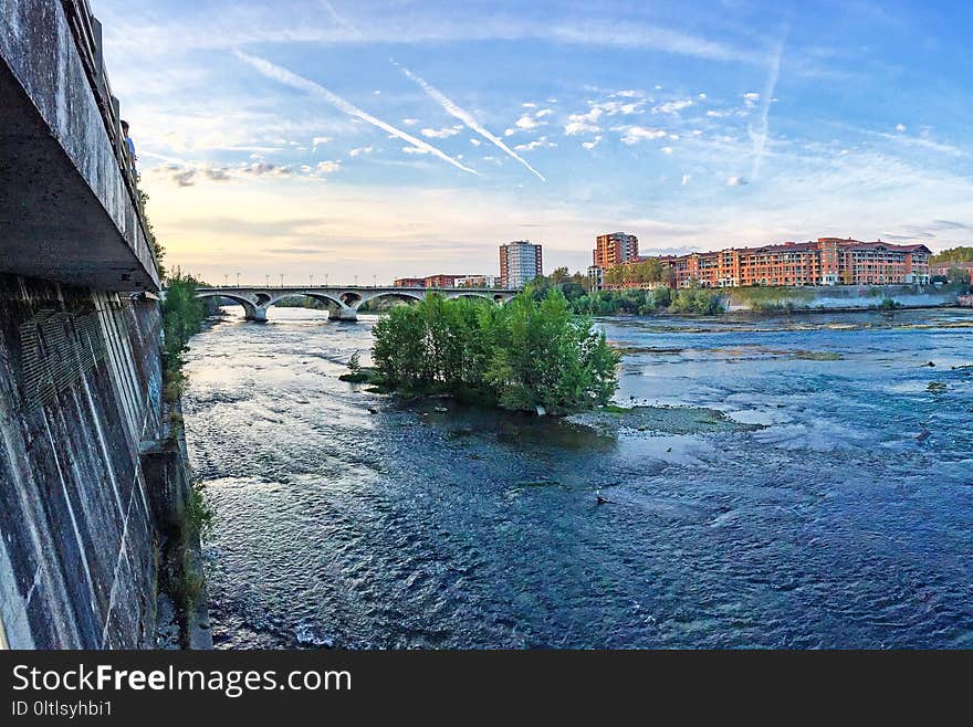 Water, Sky, River, City