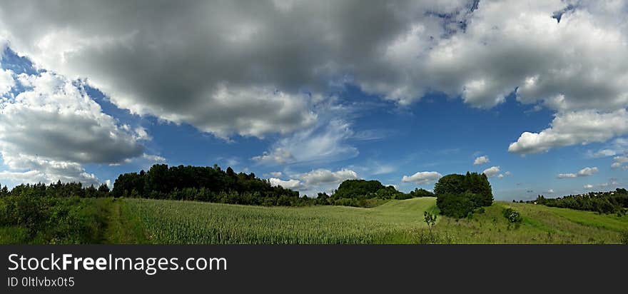 Sky, Cloud, Grassland, Field