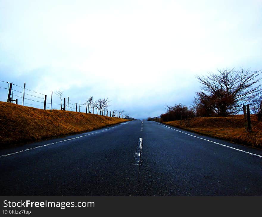 Road, Sky, Lane, Asphalt