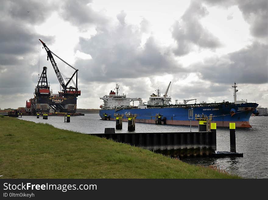 Water Transportation, Waterway, Crane Vessel Floating, Ship