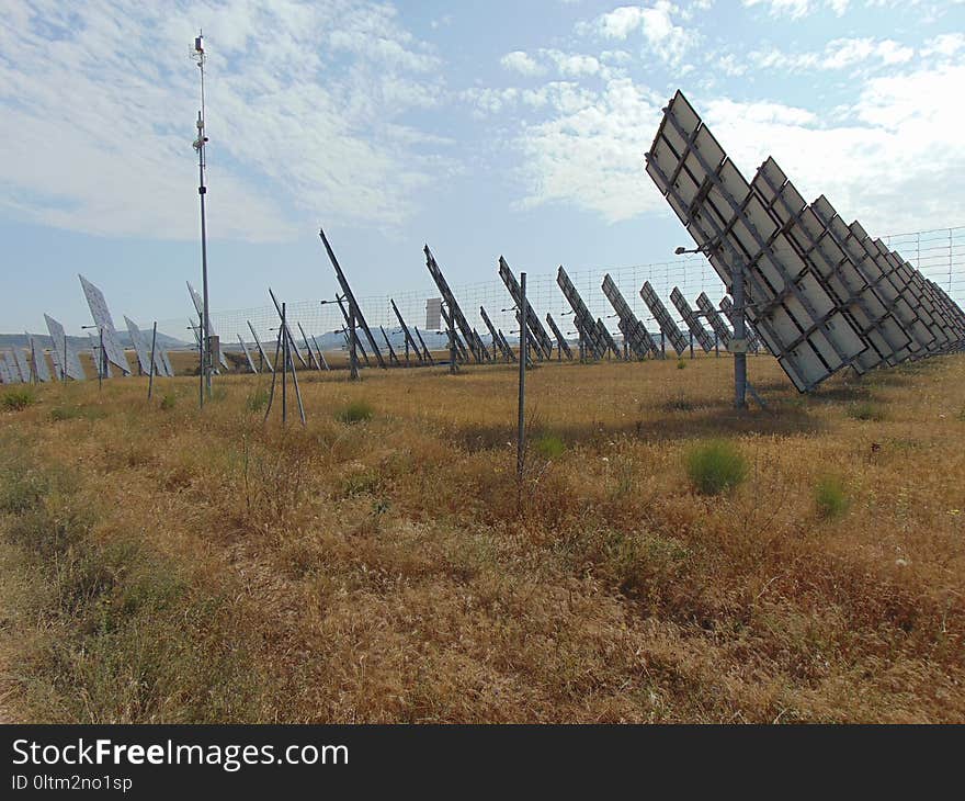 Windmill, Field, Sky, Energy