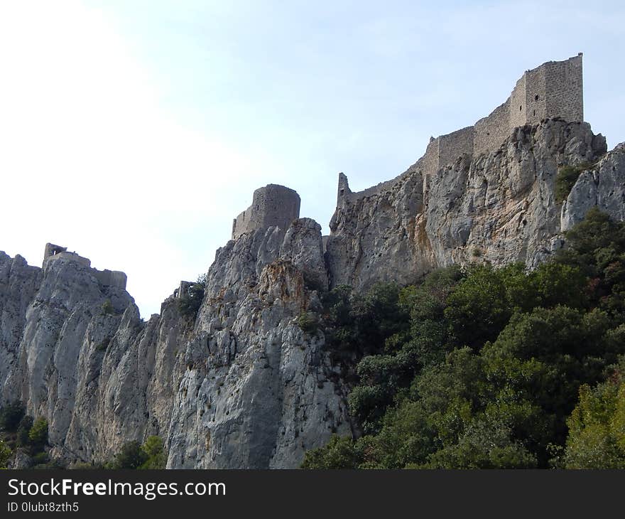 Rock, Mountain, Escarpment, Sky