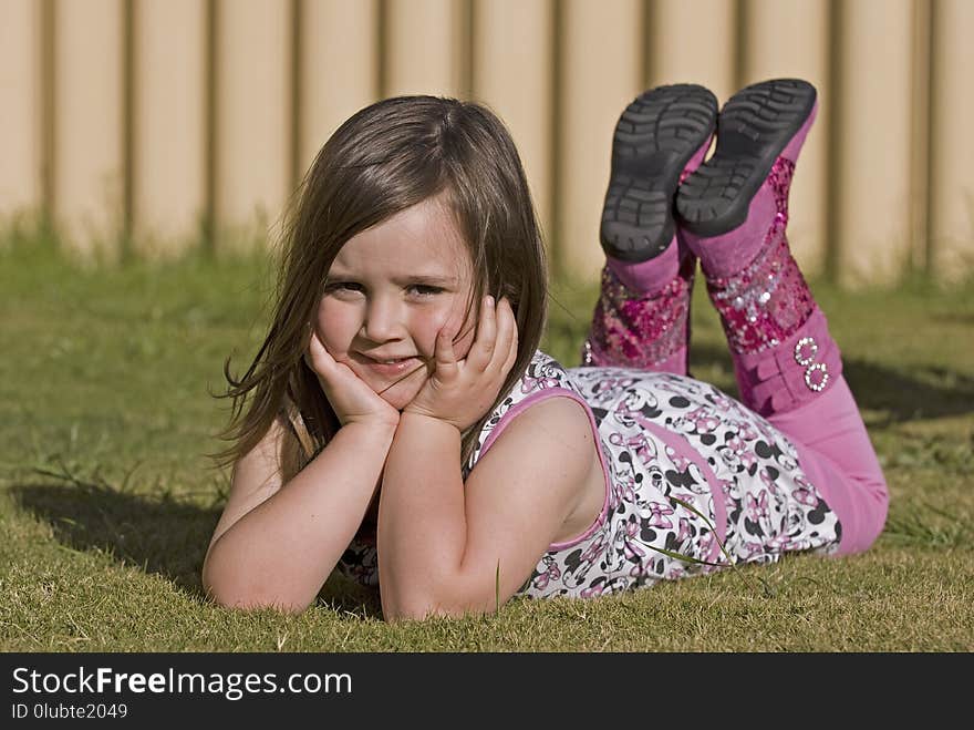 Grass, Sitting, Girl, Leg