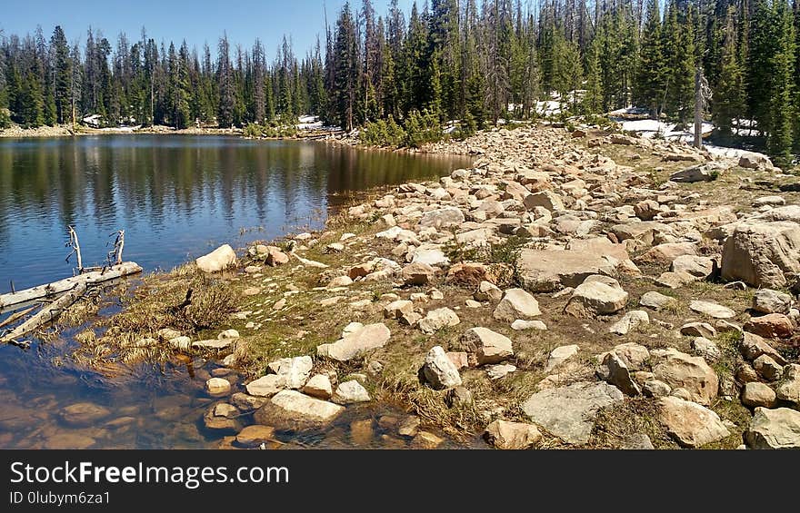 Lake, Wilderness, Water, Rock