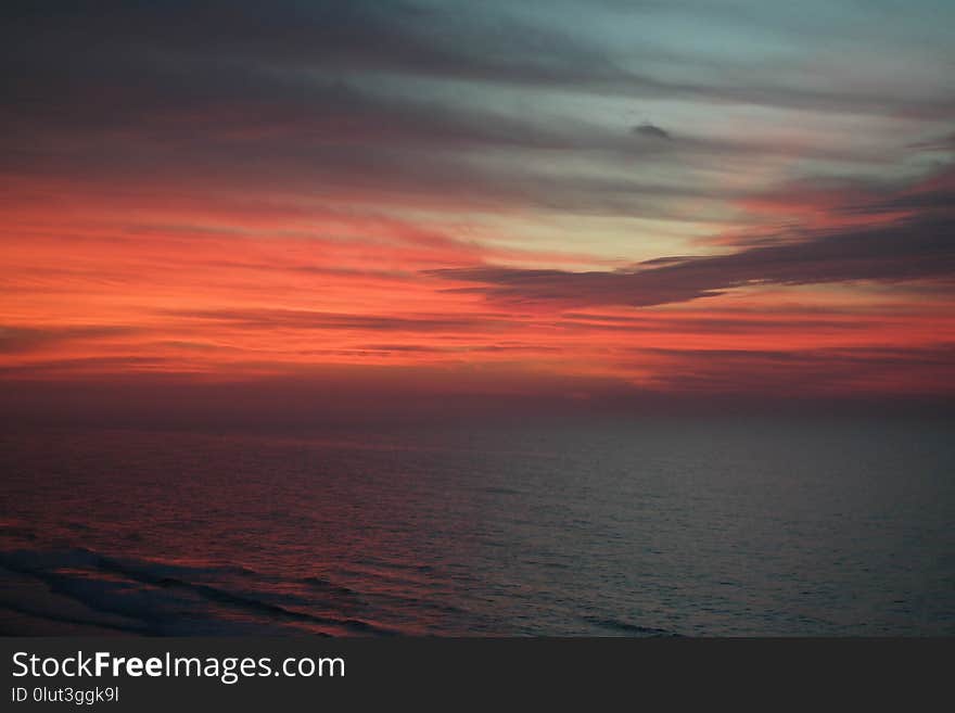 Sky, Horizon, Red Sky At Morning, Afterglow