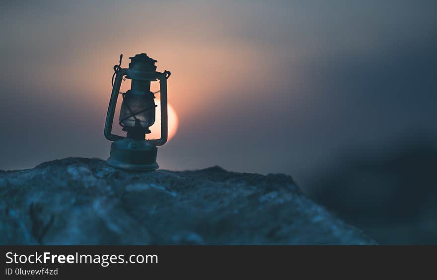 Vintage Lantern Lamp At Dawn