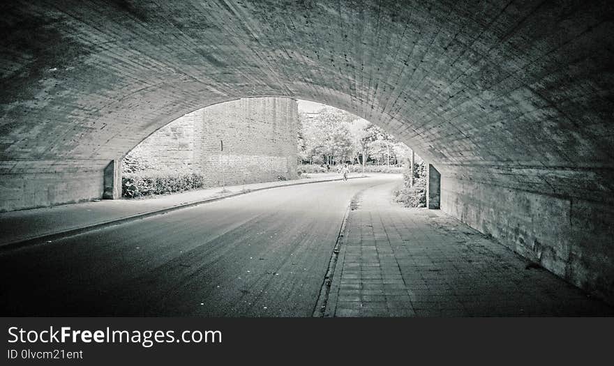 Tunnel, Black And White, Infrastructure, Arch