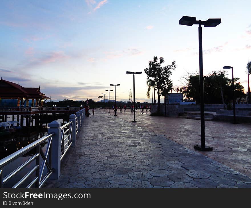 Sky, Boardwalk, Street Light, Cloud