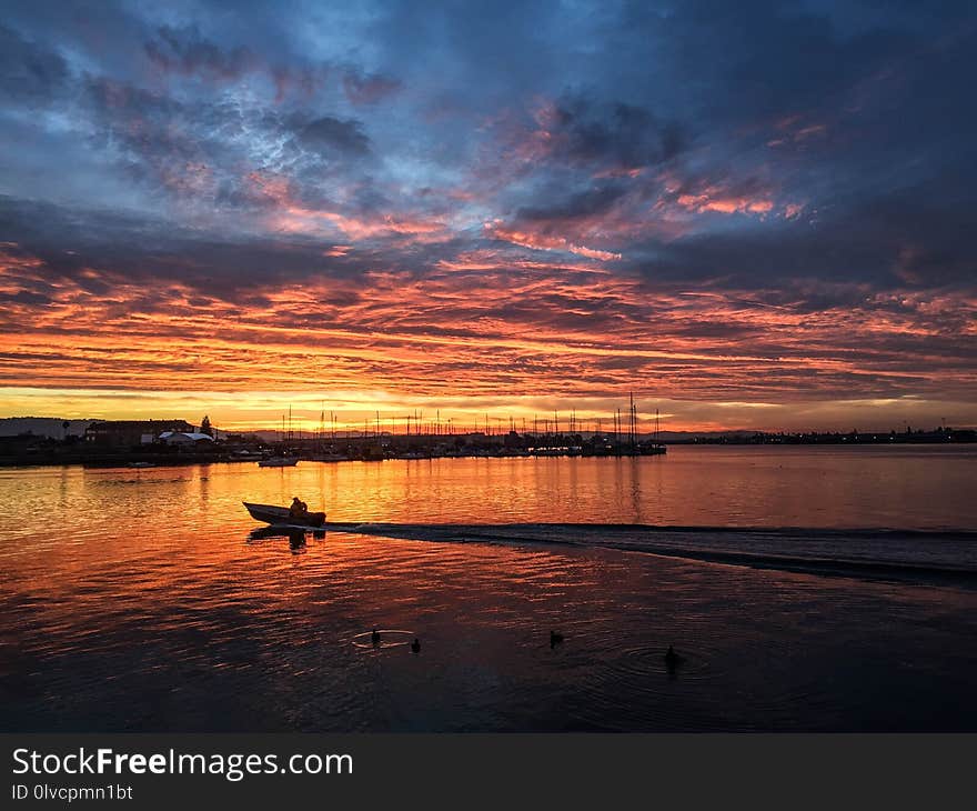 Reflection, Sky, Horizon, Sunset