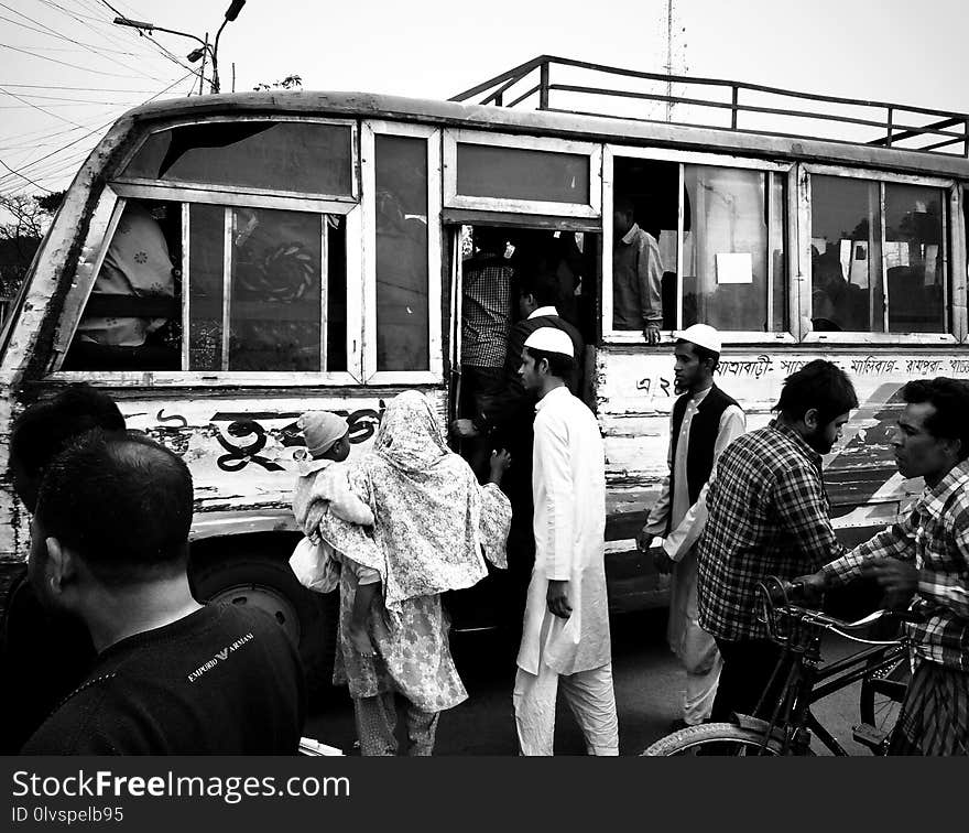 Transport, Black And White, Vehicle, Bus