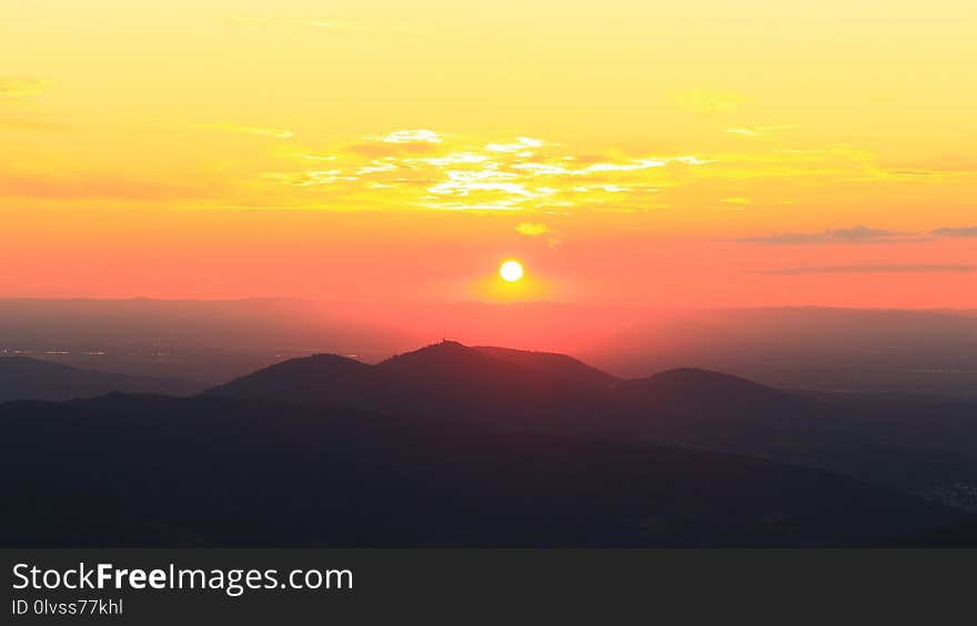 Sky, Afterglow, Sunrise, Horizon