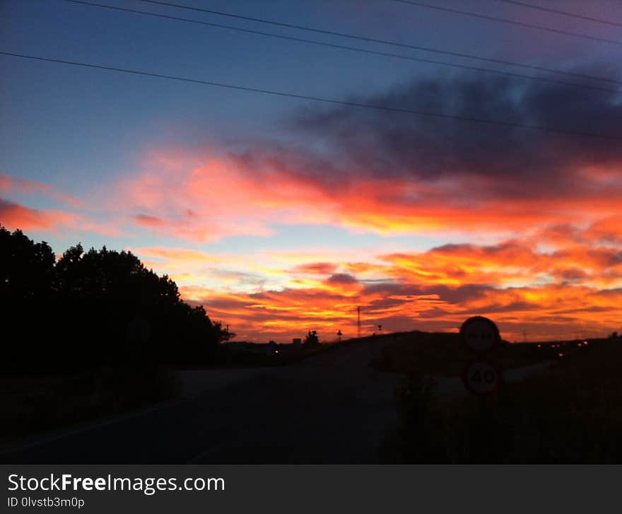 Sky, Red Sky At Morning, Afterglow, Horizon