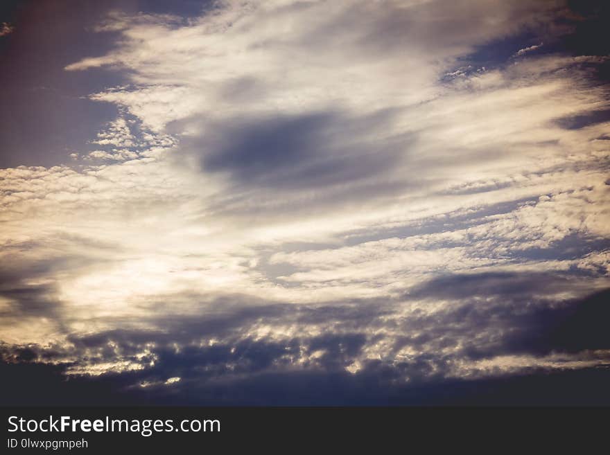 Blue Sky With Clouds Retro