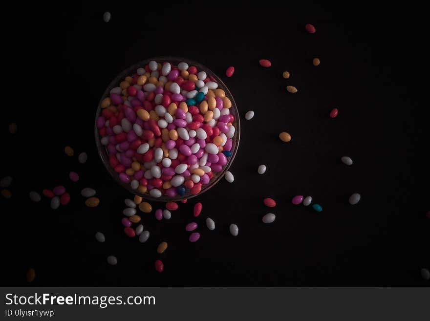 Cup of Sugar Coated Colorful Fennel Seeds