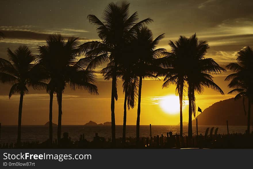 Amazing sunset over Ipanema beach in Rio de Janeiro