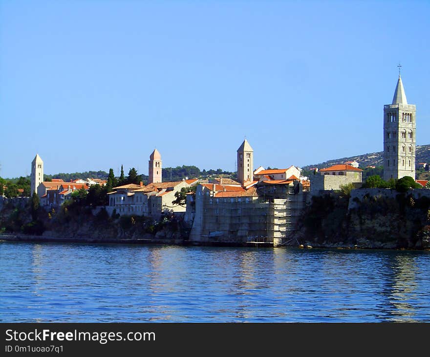 Waterway, City, Sky, Town